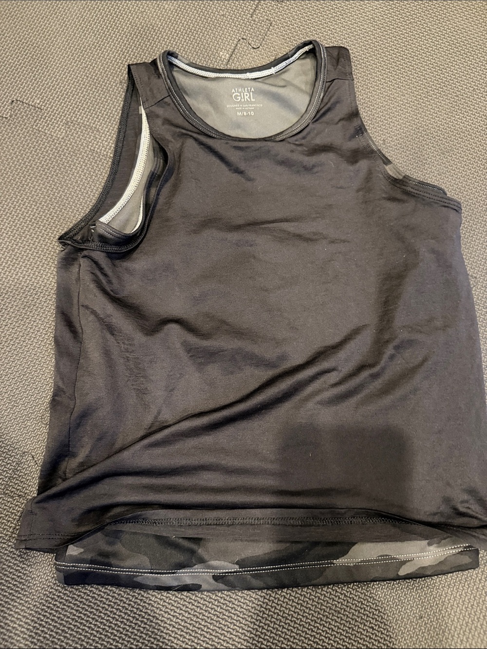 Athleta Black Girls Athletic Tank with Camouflage Layer